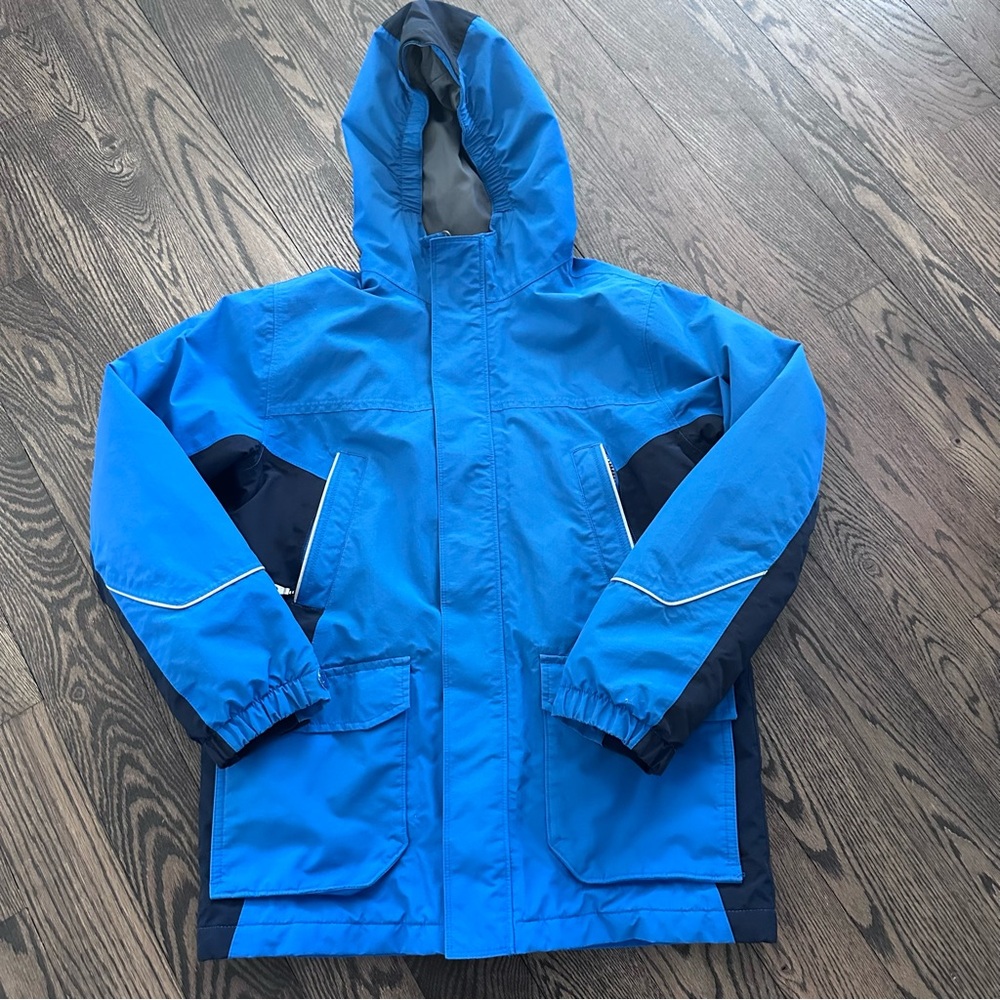 Lands’ End Kids Waterproof Spring/Fall Blue Jacket Size M (10–12)
